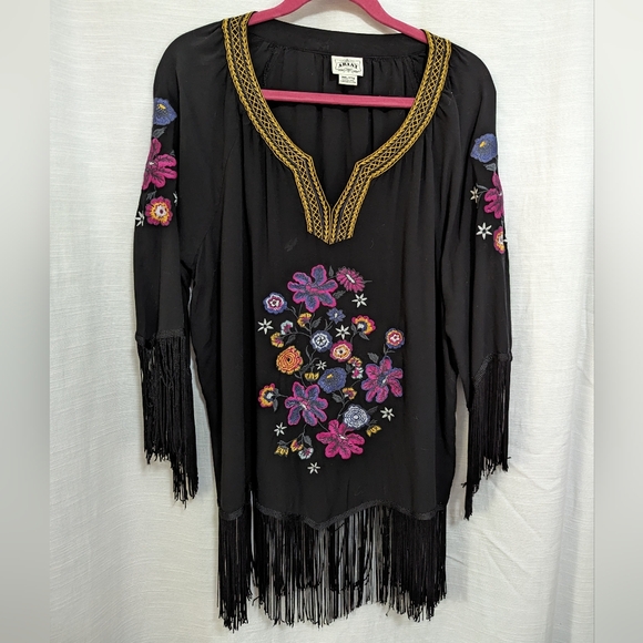 Ariat floral and fringe dressy blouse size XXL - Picture 1 of 6